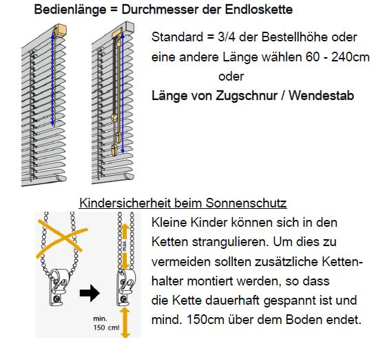 Bedienlänge auch Kindersicher wählen