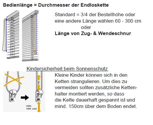 Bedienlänge auch Kindersicher wählen