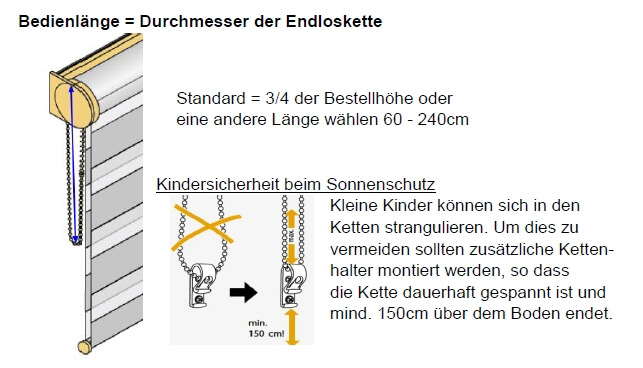 Bedienlänge auch Kindersicher wählen