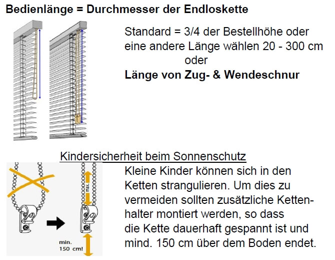 Bedienlänge auch Kindersicher wählen