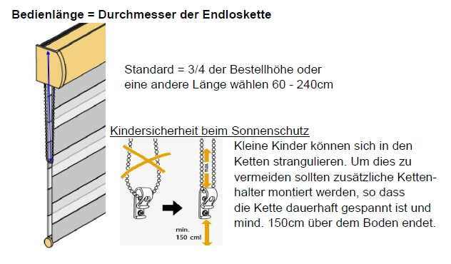 Bedienlänge auch Kindersicher wählen