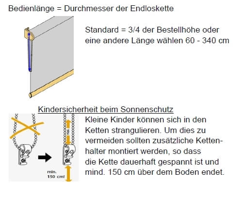 Bedienlänge auch Kindersicher wählen