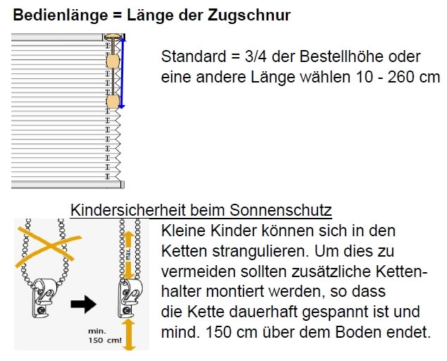 Bedienlänge auch Kindersicher wählen