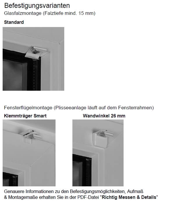 Befestigung von Sonnenschutz innen