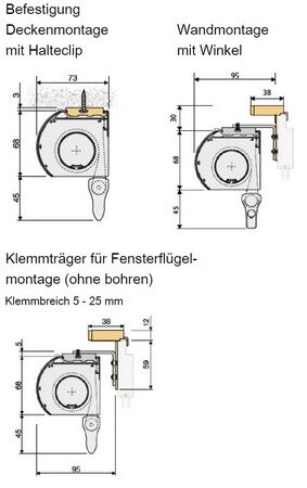 Befestigung von Sonnenschutz innen