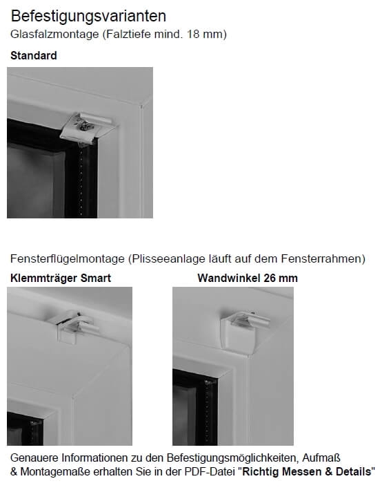 Befestigung von Sonnenschutz innen