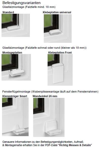 Befestigung von Sonnenschutz innen