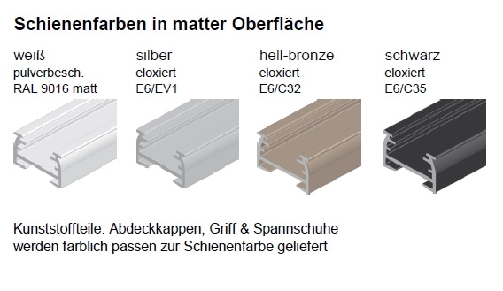 Schienen individuell farblich passend wählen