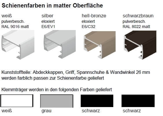 Schienen individuell farblich passend wählen