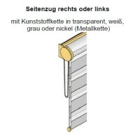 Doppelrollo mit Seitenzug 46.024.21 - weiß meliert mit breiten Streifen