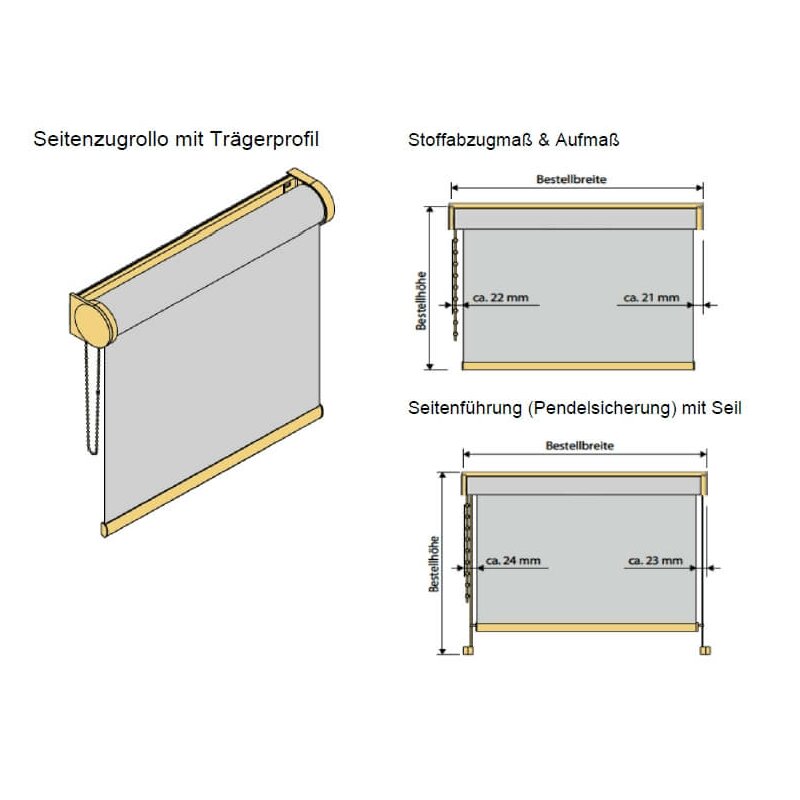 Verdunkelungsrollo Thermo Seitenzug Kettenzug Rollo - Höhe 260 cm