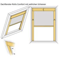 Dachfensterrollos Comfort ungenormt 41.124. blickdicht in 7 Farben - Rückseite weiß